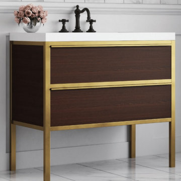 Chameleon Concepts ELMT-30-WLNT Element 30" Vanity - Walnut & Polished Brass