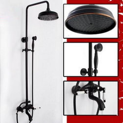 Design Black Bronze Brass Two Handles Rainfall Shower Faucet TS620B - Tub And Shower Faucet Sets