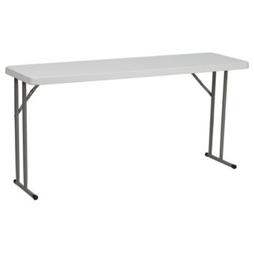 Pemberly Row Granite Plastic Folding Training Table in White