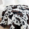 Cow Flowers Faux Fur and Sherpa Blanket, Queen