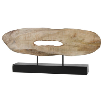 Oval Wood Slice Modern Abstract Sculpture Natural Wood Organic Shape Large