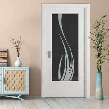 High-quality, Handcrafted, Interior wood door with glass insert., 28" X 80" Inch