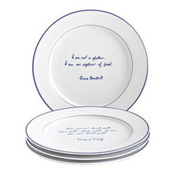 Foodie Quote Salad Plates - Set of 4 - New - Salad And Dessert Plates