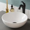 Elavo Round Ceramic Vessel Sink, Bathroom Arlo Faucet, Drain, Oil Rub Bronze