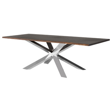 Couture Dining Table, Seared Oak/Silver, 96"