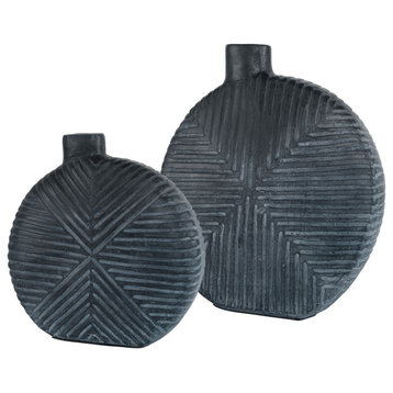 Uttermost Viewpoint Aged Black Vases, 2-Piece Set