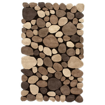 Nuloom Hand-Carved Stones and Pebbles Wool Rug, Natural 2'x3'