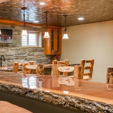 Basement bar wood countertop