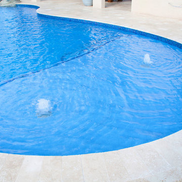 Custom Shaped Pool with Half Sunken Spa and Waterfall in Davie!