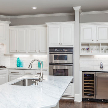 White subway tile & Marble Kitchen