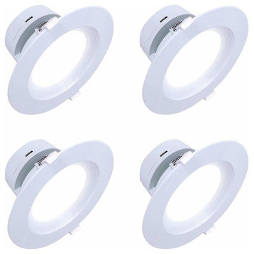 LED Recessed, Cool White 4000k, 6" Snap Trim Canless Downlight 9w, Set of 4
