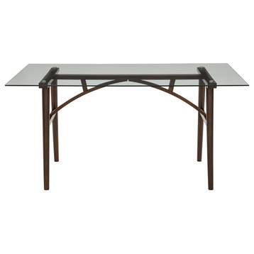 Briarwood Rectangular Glass Dining Table, Espresso Brown/Clear