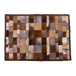 Luxury Cowhide Patchwork Area Rug Rectangle Brown Beige 5&rsquo;5&rdquo;x4&rsquo;0&rdquo; - Area Rugs