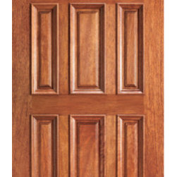 Mahogany Fan Lite Front Single Door with Insulated Beveled Glass - Front Doors