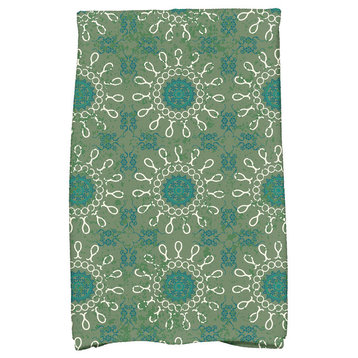 Sun Tile Geometric Print Hand Towel, Green