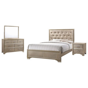Coaster Beaumont 4-piece Eastern King Wood Bedroom Set in Champagne Gold