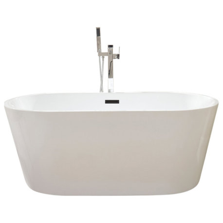 Freestanding Acrylic Bathtub, White/Matte Black, 59"