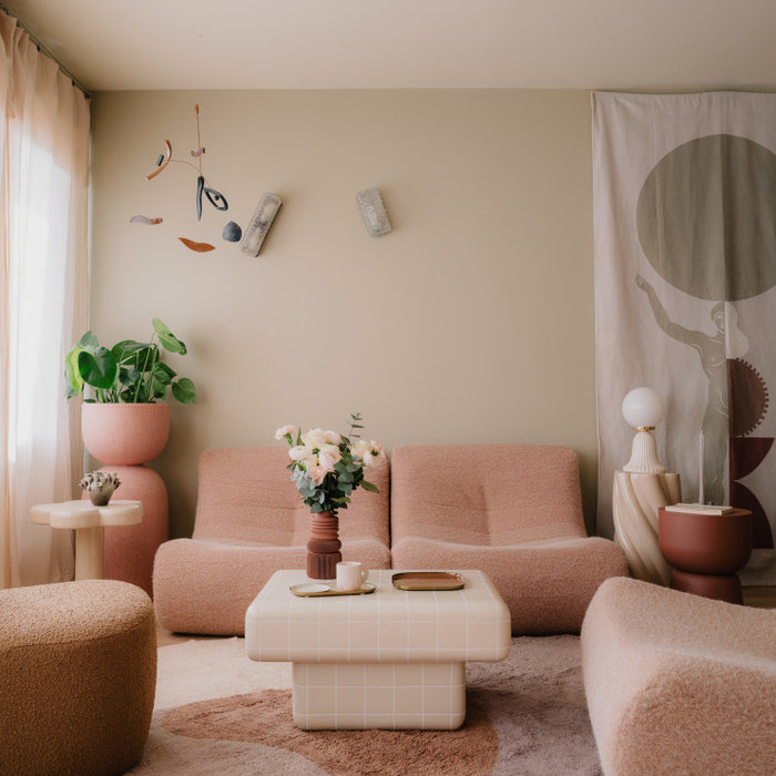 Living room - scandinavian living room idea in Paris