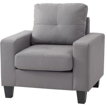 Glory Furniture Newbury Faux Leather Club Chair in Gray