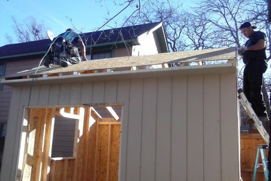 Inspiration for a contemporary shed remodel in Dallas