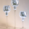 Privilege International 3-Piece Mercury Glass Vase Set, Silver Blue