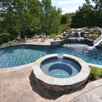 Upper saucon pool with waterslide and swim up bar