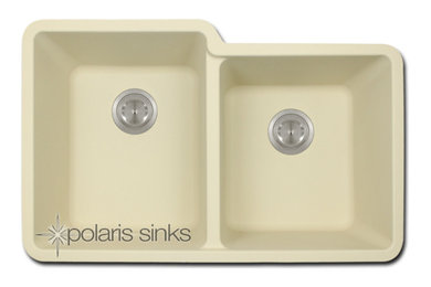 Polaris Sinks P108 Beige AstraGranite Double Offset Bowl Kitchen Sink