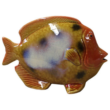 Ceramic Multi-color Yellow Tropical Fish Decor Display cs2584