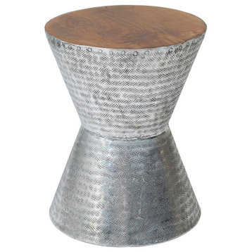 East at Main Lupton Silver Teakwood Round Accent Table
