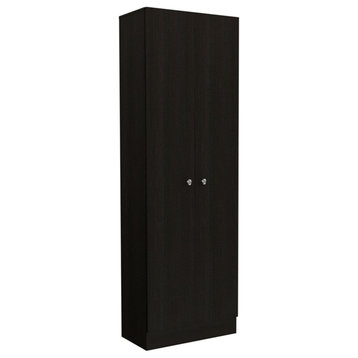 Pemberly Row 2-Door Modern Engineered Wood Multi Storage Pantry Cabinet in Black