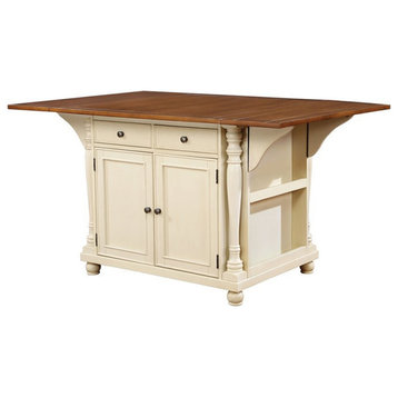 Coaster Slater 2-drawer Wood Kitchen Island with Drop Leaves Brown and Cream