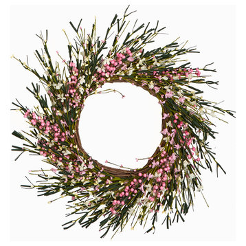 Small Flower and Berry Twig Wreath, 20"
