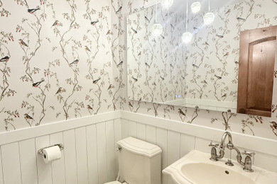 Transitional powder room photo in Portland