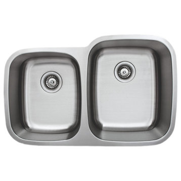 Wells Sinkware 60/40 Double Bowl Sink Pack, 16 Gauge, Larger Bowl on the Right,