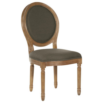Lillian Oval Back Chair, Klein Otter Fabric With Brushed Frame