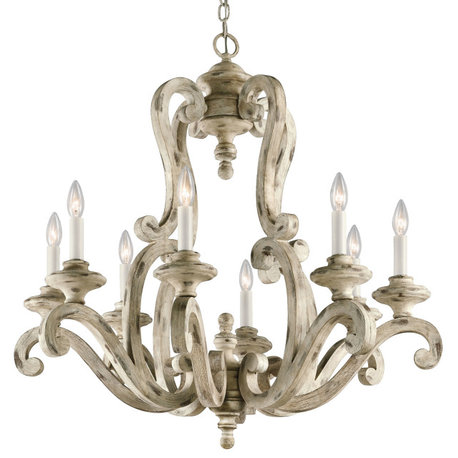 Kichler 43265 Hayman Bay 8 Light 33" Chandelier - Distressed Antique White