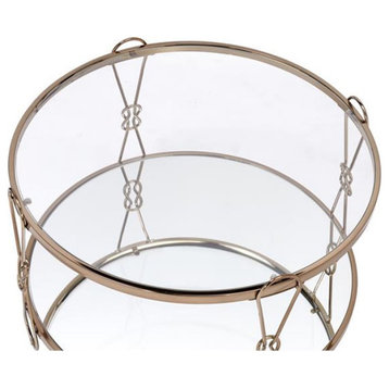 ACME Zekera Round Mirrored Top Coffee Table with Metal Tube in Mirrored