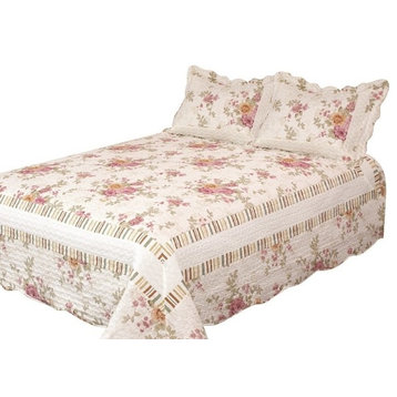 Pretty Pink Vista Quilt With Pillow Shams, Peony Pink, King