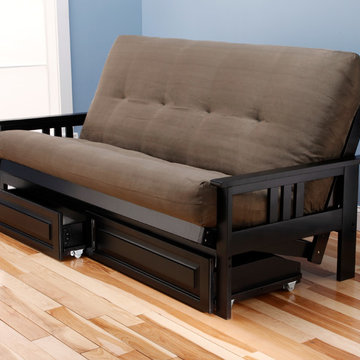 Monterey Frame with Olive Suede Mattress and Storage Drawers