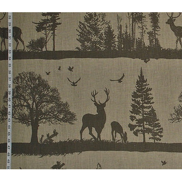 Deer Fabric Lodge Decor Silhouette Gray Brown, Standard Cut