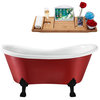 62" Streamline N1021BL-IN-PNK Clawfoot Tub and Tray With Internal Drain