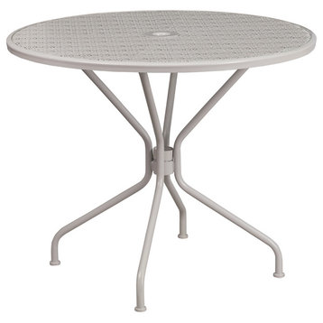 35.25" Steel Patio Table, Light Gray