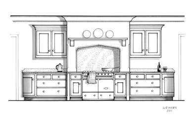 Hand drawn kitchen elevation