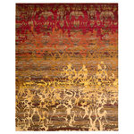 Nourison - Rhapsody Rug, Sunrise, 8'6"x11'6" - This modern mix of European and Persian textile traditions takes visual excitement to a new level. The lively and sophisticated design presents flickering abstract shapes on an intricately striated ground. The complex color story is a vivid spectrum of jewel tones. Unique and dazzling! 80% Wool 20% Nylon Powerloomed.