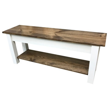 Olmsted Wood Bench With Shelf, 30"