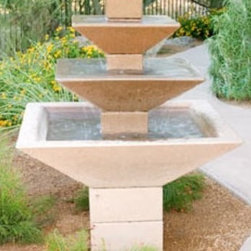 Custom Oblique Three Tiered Fountain - Outdoor Fountains And Ponds