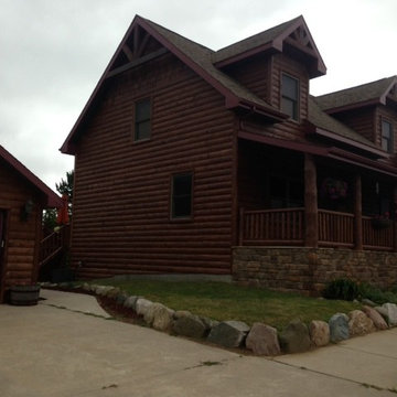 Exterior Log Siding with Stain colors