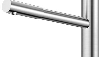 Extendable Kitchen Mixer Tap, Pointed, Brushed Stainless Steel