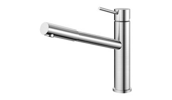 Extendable Kitchen Mixer Tap, Pointed, Brushed Stainless Steel