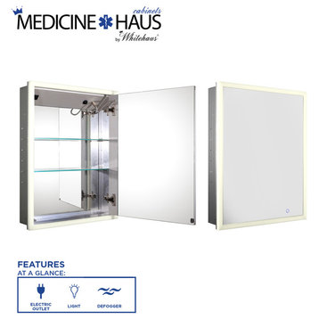 Medicinehaus Recessed Single Mirrored Door Medicine Cabinet With Outlet